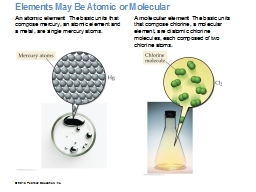 Elements May Be Atomic or Molecular