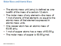Molar Mass and Atomic Mass