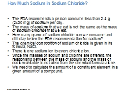 How Much Sodium in Sodium Chloride? 