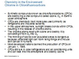 Chemistry in the Environment:
Chlorine in Chlorofluorocarbons 