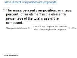 Mass Percent Composition of Compounds