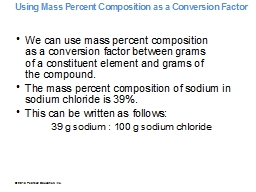 Using Mass Percent Composition as a Conversion Factor
