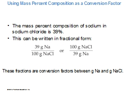 Using Mass Percent Composition as a Conversion Factor