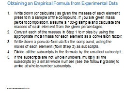Obtaining an Empirical Formula from Experimental Data 