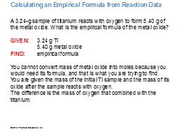 Calculating an Empirical Formula from Reaction Data 