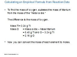 Calculating an Empirical Formula from Reaction Data 