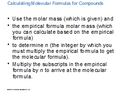 Calculating Molecular Formulas for Compounds