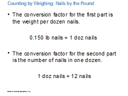Counting by Weighing: Nails by the Pound 