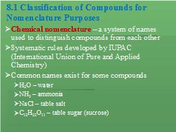 8.1 Classification of Compounds for Nomenclature Purposes