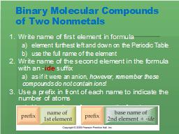 Binary Molecular Compounds 
of Two Nonmetals