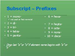 Subscript – Prefixes