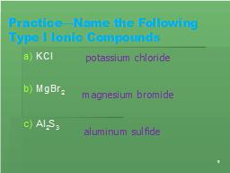 Practice—Name the Following Type I Ionic Compounds