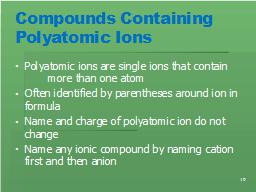 Compounds Containing Polyatomic Ions